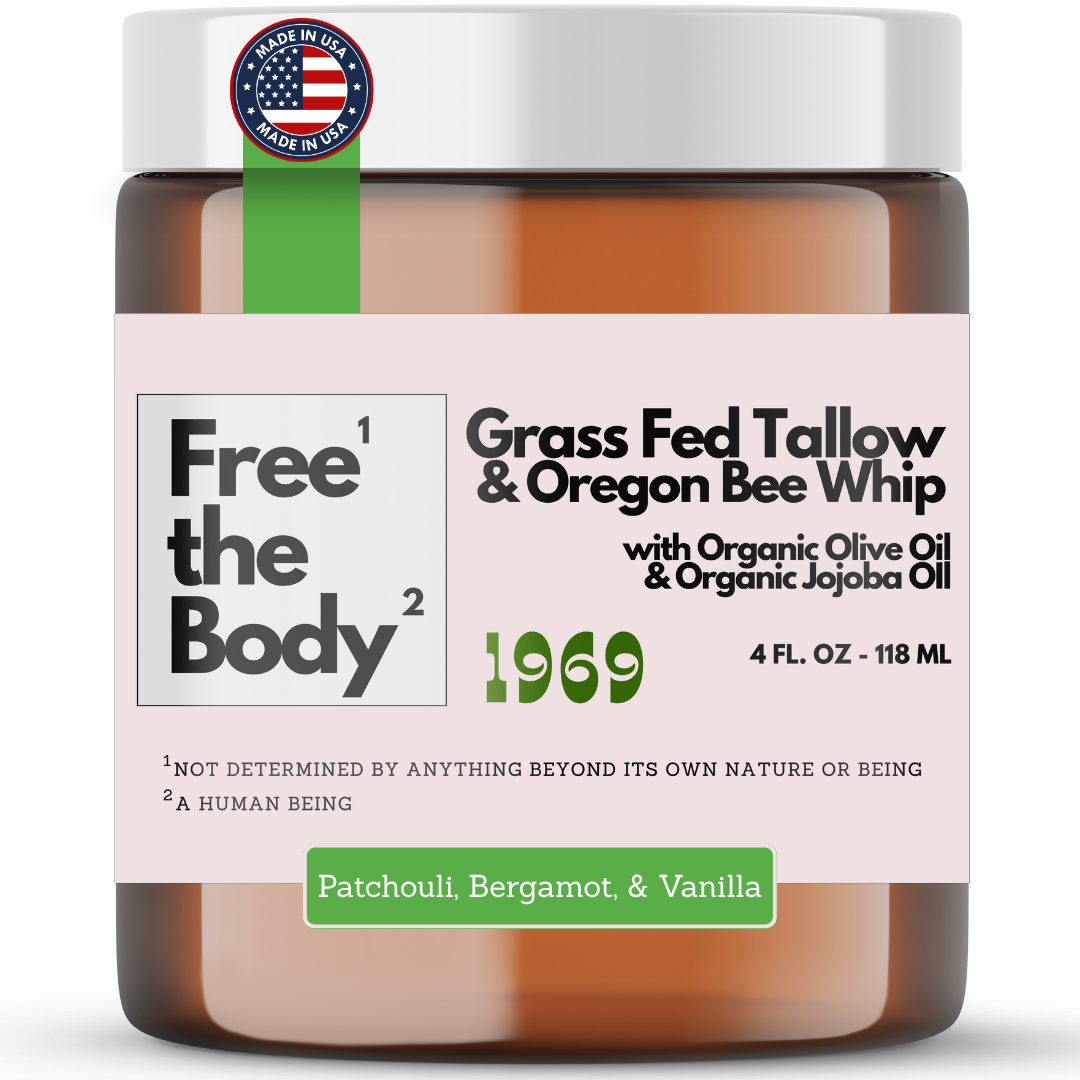Grass Fed Tallow and Oregon Bee Whipped Balm, Small Batch, 4 oz, 1969