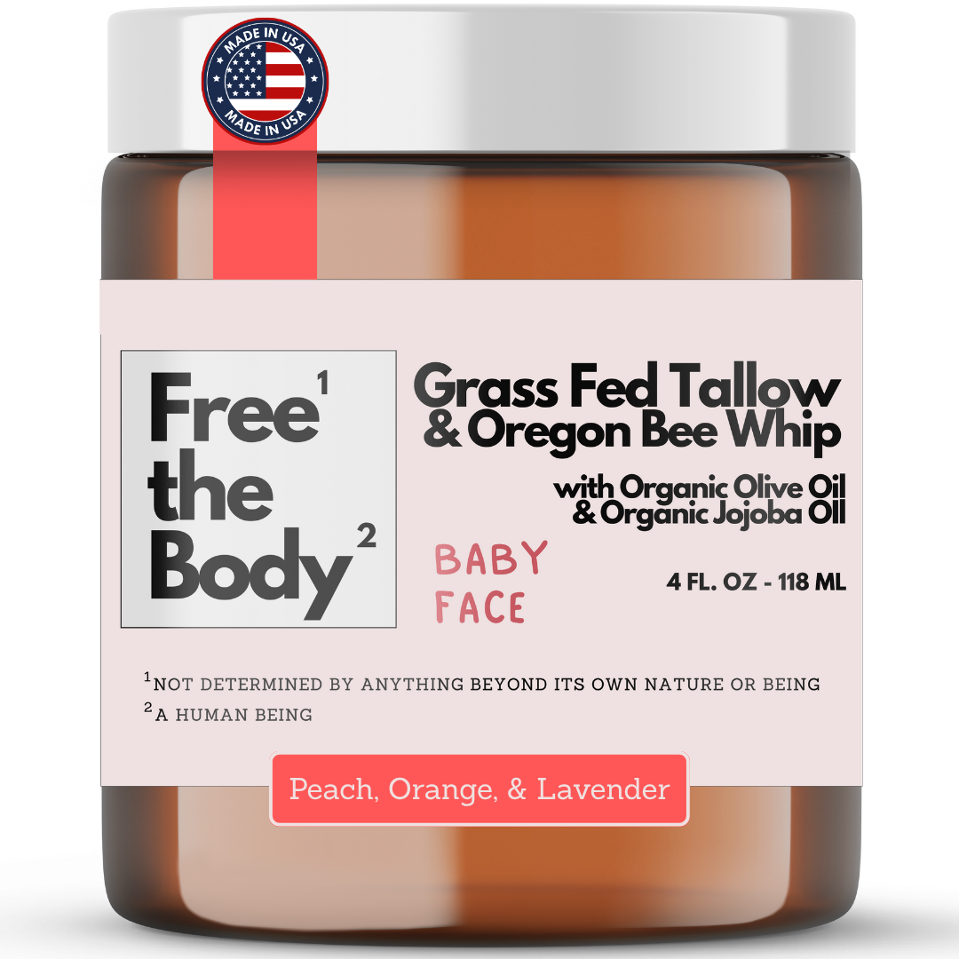 Grass Fed Tallow and Oregon Bee Whipped Balm, Small Batch, 4 oz, baby face