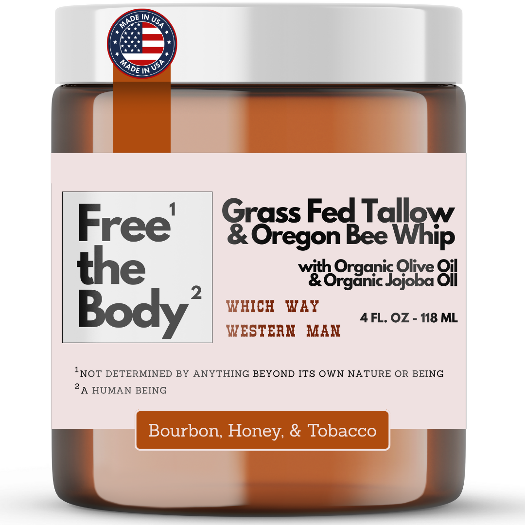 Grass Fed Tallow and Oregon Bee Whipped Balm, Small Batch, 4 oz, Which Way Western Man