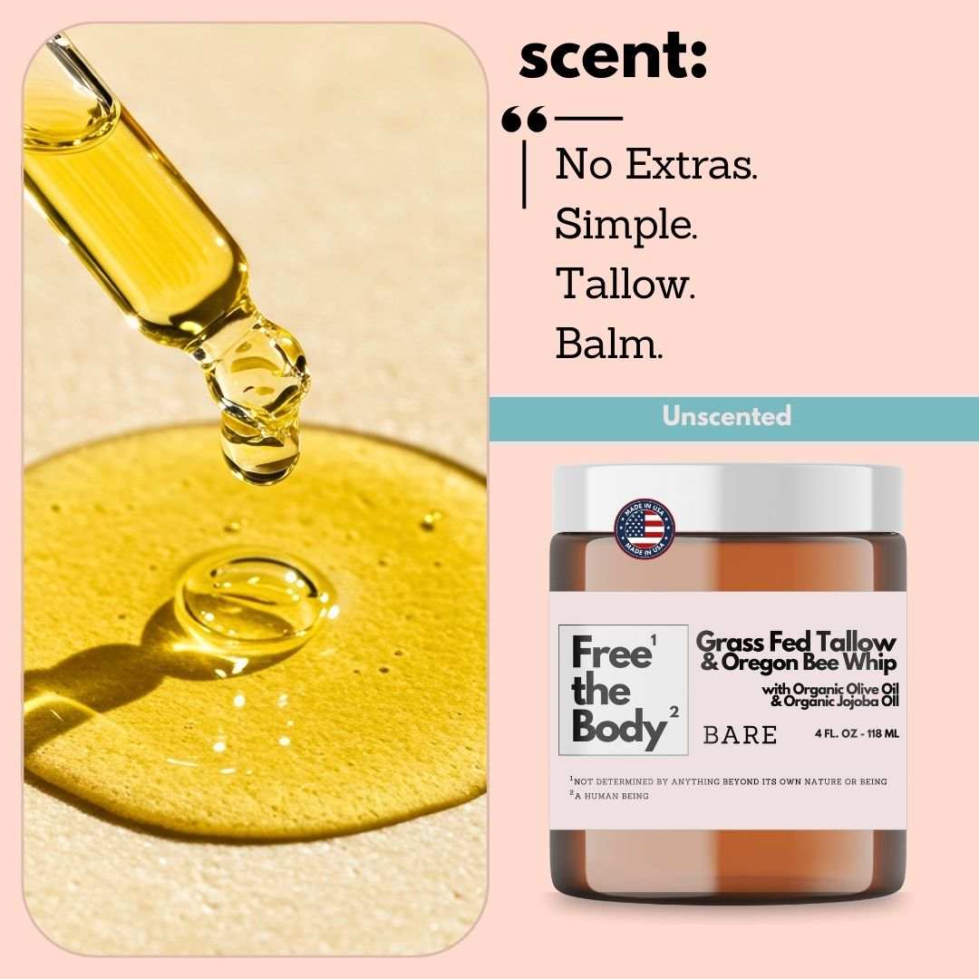 Grass Fed Tallow and Oregon Bee Whipped Balm, Small Batch, 4 oz