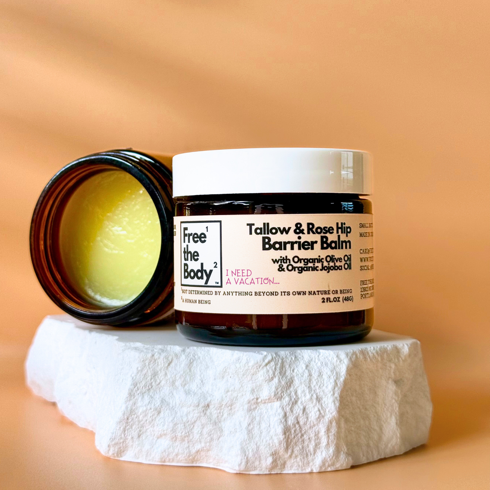 Tallow and Rose Hip Barrier Balm with Beeswax, Small Batch, 2oz