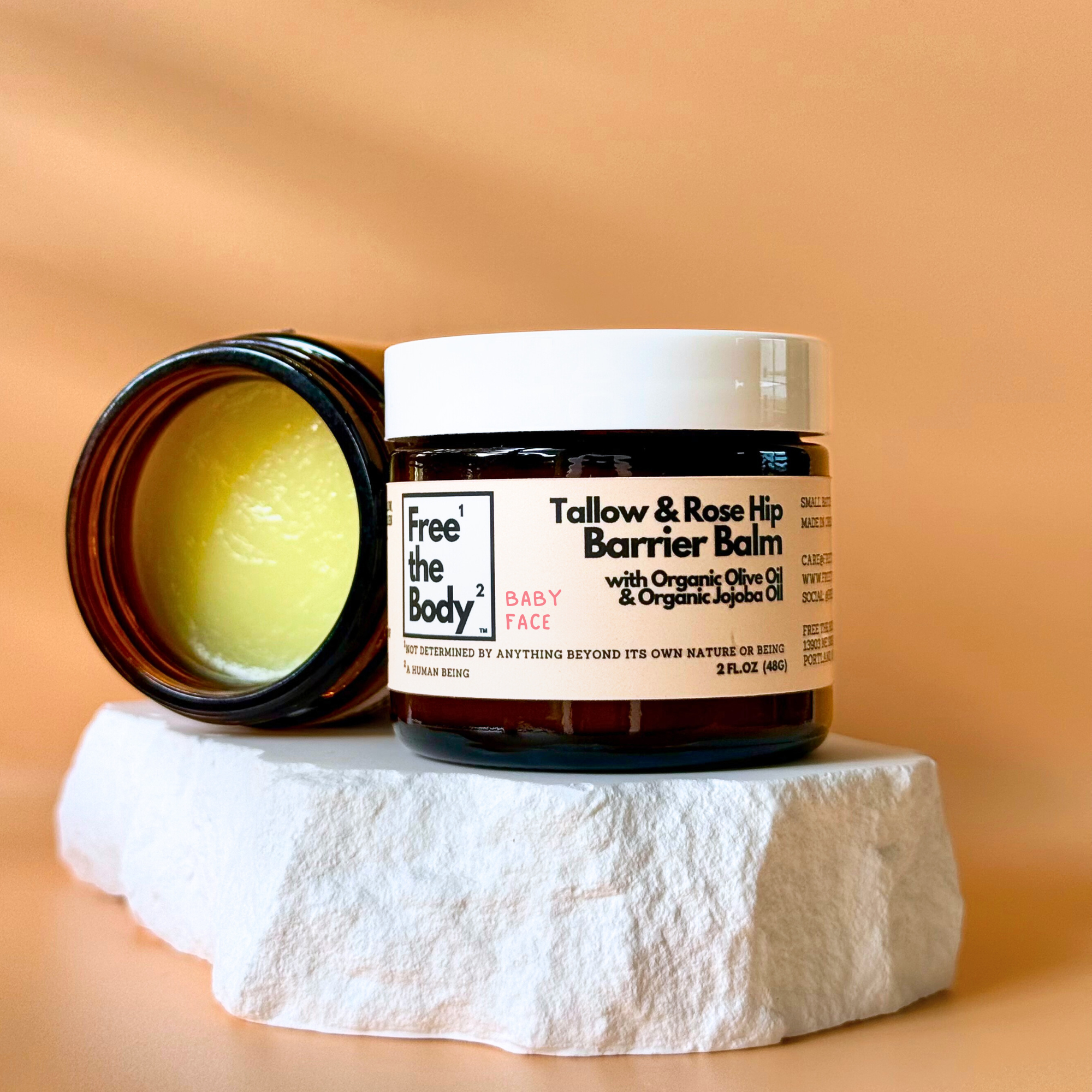 Tallow and Rose Hip Barrier Balm with Beeswax, Small Batch, 2oz